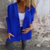 Casual Single Breasted Hooded Jacket for Autumn,Womens Casual Solid Color Coat Jackets Single-Breasted Mid Length (Blue,3XL) view 3