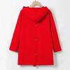 Casual Single Breasted Hooded Jacket for Autumn,Womens Casual Solid Color Coat Jackets Single-Breasted Mid Length (Red,3XL) view 2