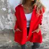 Casual Single Breasted Hooded Jacket for Autumn,Womens Casual Solid Color Coat Jackets Single-Breasted Mid Length (Red,3XL) view 3