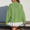 Heevina 3D Flower Cardigan Sweaters for Women Button Sweater Knit V Neck Open Front Loose Pullover Winter (Green, X-Large) view 2