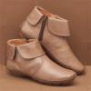 Ankle Boots for Women Fashion Arch Support Boots Side Zipper Vintage Leather Damping Shoes Flat Heel Booties view 2