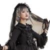 Beautiful One-layer Wedding Veil Black White Lolita Veil Brides Lace Veil Gothic Headdress Hair Accessories for Wedding