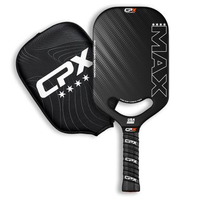 CPX MAX Black Raw Carbon Fiber T700 Pickleball Elongated Paddle Racket - Professional Grade, 14mm Core Thickness, Comfortable Tennis Style Grip - Durable Designed in Chicago, USA