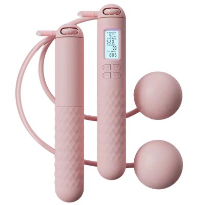 Cordless Skipping Ropes with Counter, Digital Wireless Skipping Rope, Adjustable Length Nonslip Skipping Ropes for Adults, Led Display Countdown Cordless Ball Rope, for Women & Men Workout