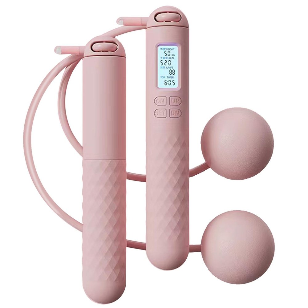 Cordless Skipping Ropes with Counter, Digital Wireless Skipping Rope, Adjustable Length Nonslip Skipping Ropes for Adults, Led Display Countdown Cordless Ball Rope, for Women & Men Workout