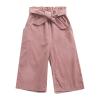 Toddler Baby Girls Wide Leg Cropped Pull-On Pants Infant Girls Solid Bowknot Palazzo Pants with Big (Pink, 18-24 Months) view 2