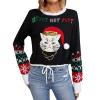 Heevina Christmas Sweaters for Women 2024 Better Not Pout Cat Sequin Sweaters Crewneck Long Sleeve Pullover Winter (Black, Medium) view 1