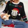 Heevina Christmas Sweaters for Women 2024 Better Not Pout Cat Sequin Sweaters Crewneck Long Sleeve Pullover Winter (Black, Medium) view 4