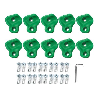 NOENNULL 10PCS Rock Climbing Holds, PE Wall Grips Rock Wall Hold Set Ergonomic Comfortable Hand Climbing Rock for Kids Adult Wall Grips Climbing Wall Grips for Indoor Outdoor (Green)
