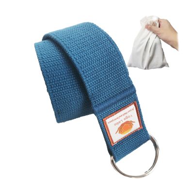 8ft Cotton Yoga Strap for Stretching with a D-Ring, Thick Cotton Nylon Yoga Belt with Extra Safe Metal Loops with Bag Set, 250g Nylon Durable Fitness Stretch Belt with Buckle As Physcial Therapy Bands Workout (Blue)