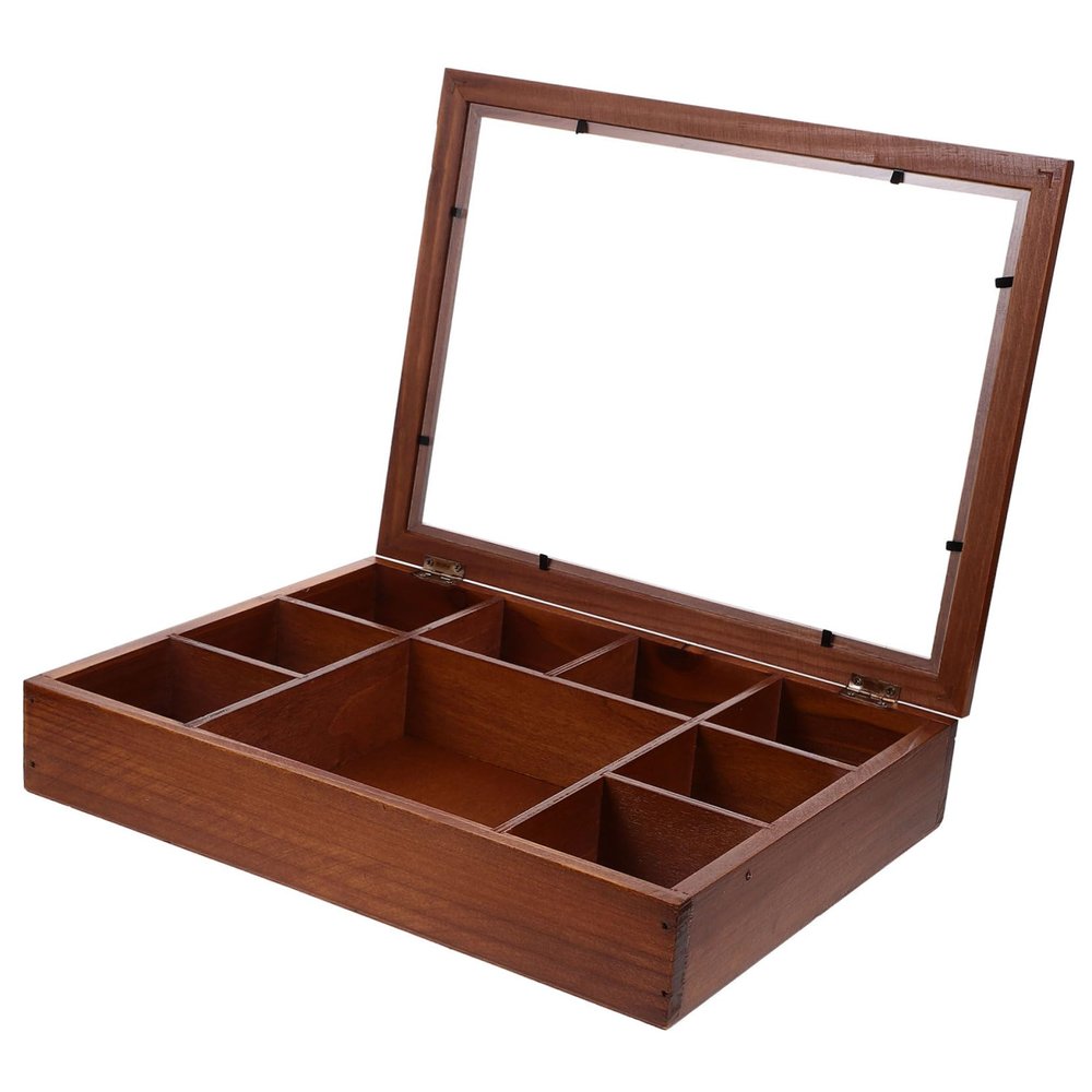 ROMISBABA Retro Jewelry Storage Box with Clear Lid Compact Display Case for Rocks Crystals and Jewelry Collection for Home Decor and Travel