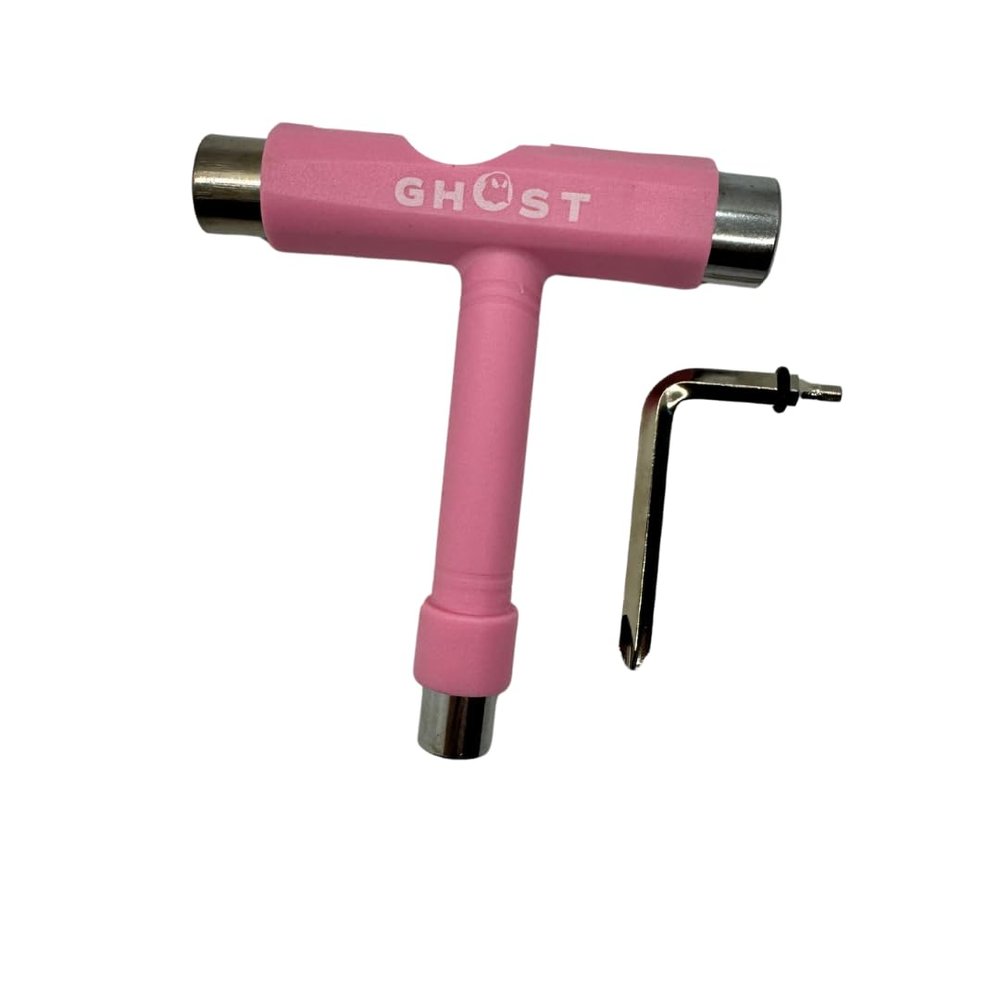 GHOST BOARDS Skate Tool All-In-One - Multi-Function Roller Skate Tool With T-Handle, Allen Key & Screwdriver for Easy Adjustments - Skate Key Fits Any Pocket- Skates Tools Youll Always Carry - Pink