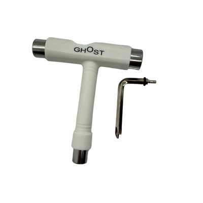 Skate Tool All-in-One, Multi-Function Portable Skateboard T Tools Accessory - with T-Type Allen Key and L-Type Phillips Head Wrench Screwdriver (White)
