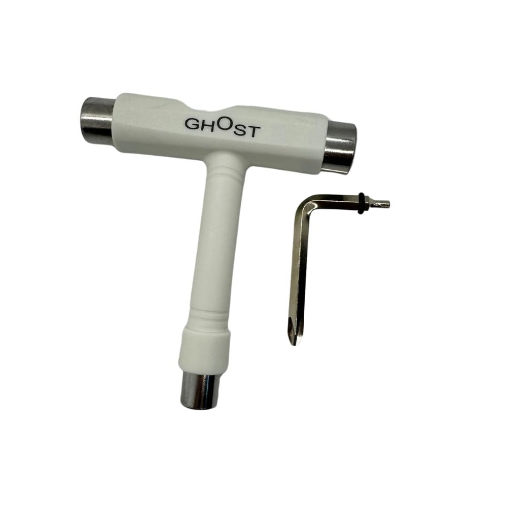 Skate Tool All-in-One, Multi-Function Portable Skateboard T Tools Accessory - with T-Type Allen Key and L-Type Phillips Head Wrench Screwdriver (White)
