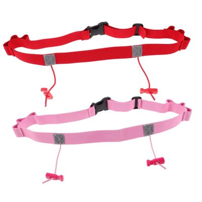 LALADEFIEE 2pcs Reflective Race Number Belt Running Belt for Marathon Lightweight Safety Gear Red and Pink for Runners and Athletes