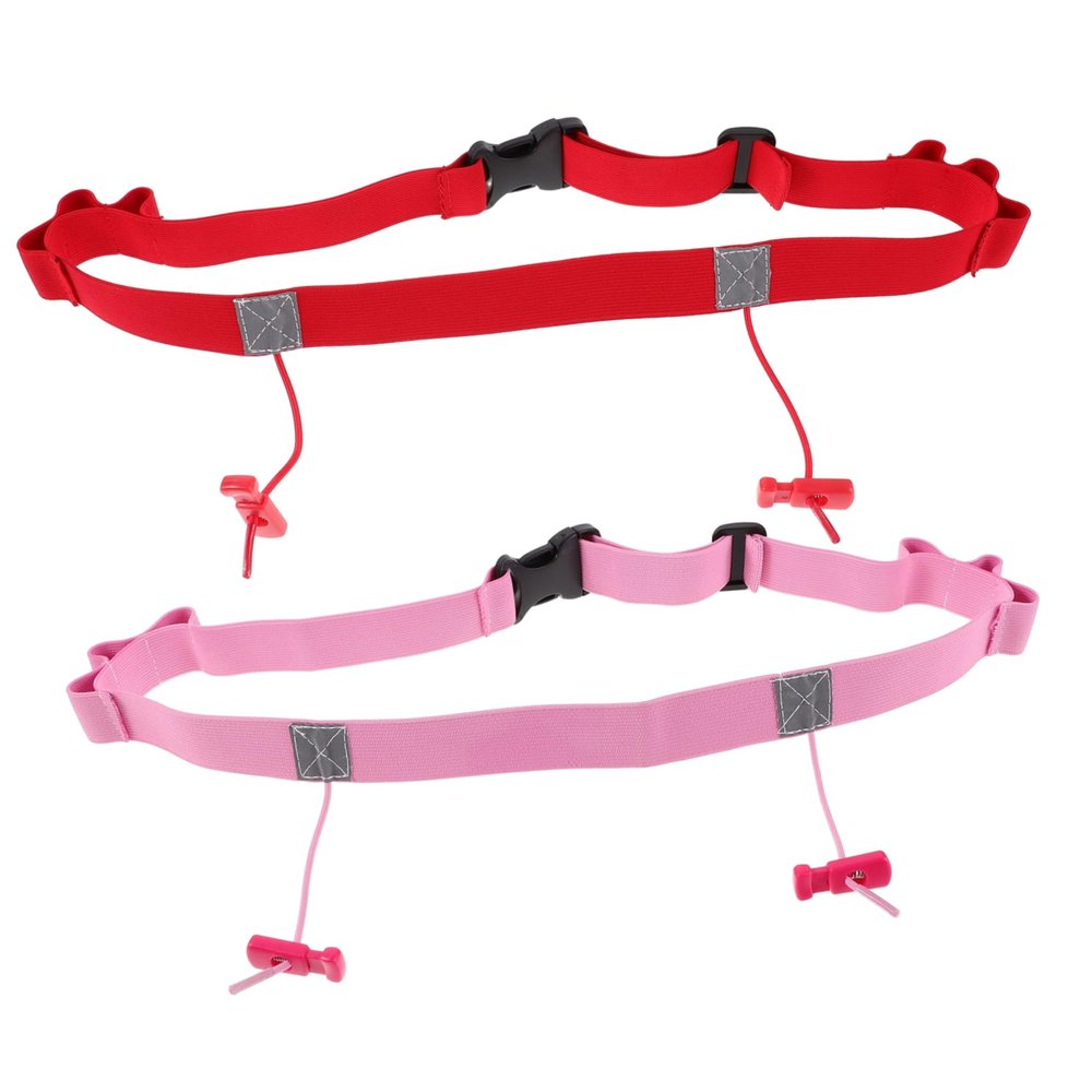 LALADEFIEE 2pcs Reflective Race Number Belt Running Belt for Marathon Lightweight Safety Gear Red and Pink for Runners and Athletes