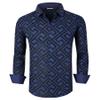Alex Vando Mens Flocking Dress Shirts Iron-Free Regular Fit Party Button Down Shirt,Navy,M view 1