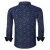 Alex Vando Mens Flocking Dress Shirts Iron-Free Regular Fit Party Button Down Shirt,Navy,M view 2