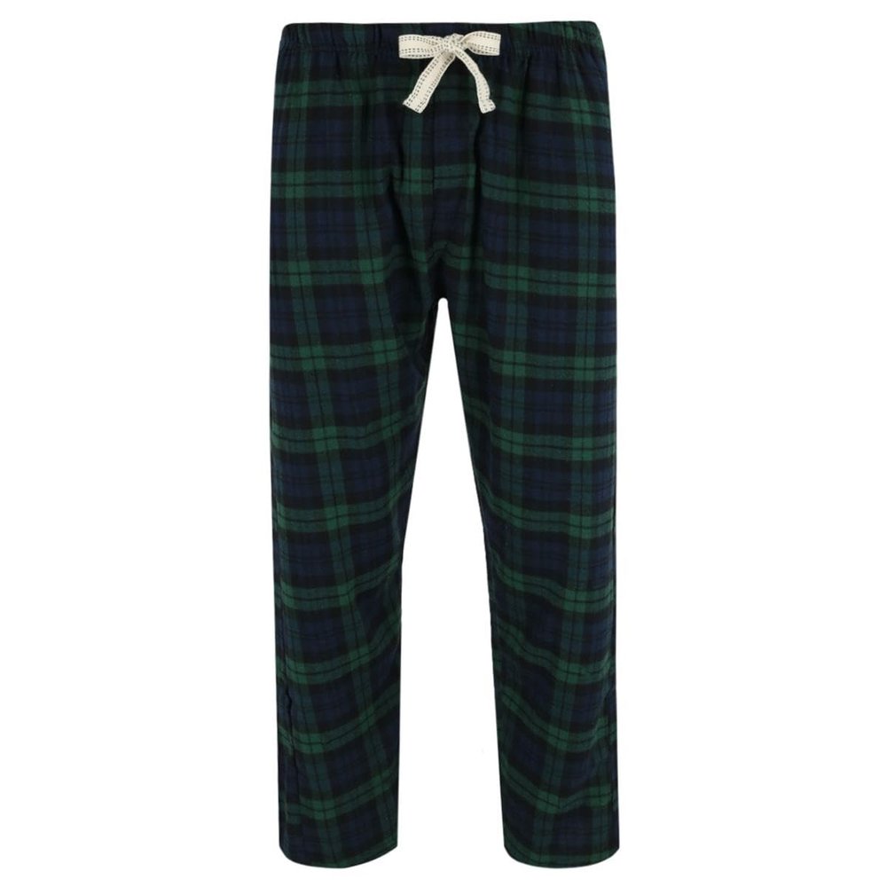 Bottoms Out Men's Plaid Flannel Open Bottom Pants, Small, Green/Blue
