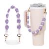 CH.yishi Handmade Stanley Cup Accessories Set Water Bottle Handle Strap, Stanley Cup 40oz & 30oz Tumbler Handle Strap with Daisy Pattern, White-Purple view 1