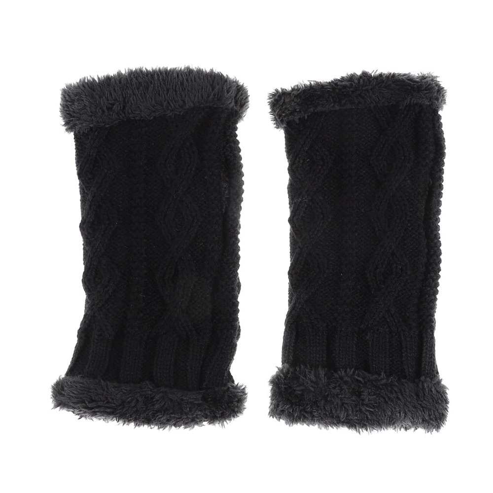 BESTYASH Stylish Half-finger Thermal Gloves for Women Durable Flexible Autumn Winter Handwear for Outdoor Activities and Touchscreen Use Black