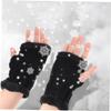 BESTYASH Stylish Half-finger Thermal Gloves for Women Durable Flexible Autumn Winter Handwear for Outdoor Activities and Touchscreen Use Black view 3
