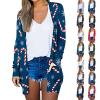 PETYCZEN Christmas Cardigan for Women 2025 Cute Xmas Tree Print Long Sleeve Open Front Lightweight Cardigan Jackets Ugly Christmas Holiday Sweaters Plus Size Knit Winter Coats with Pockets A-Blue M view 1