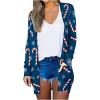 PETYCZEN Christmas Cardigan for Women 2025 Cute Xmas Tree Print Long Sleeve Open Front Lightweight Cardigan Jackets Ugly Christmas Holiday Sweaters Plus Size Knit Winter Coats with Pockets A-Blue M view 2