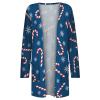PETYCZEN Christmas Cardigan for Women 2025 Cute Xmas Tree Print Long Sleeve Open Front Lightweight Cardigan Jackets Ugly Christmas Holiday Sweaters Plus Size Knit Winter Coats with Pockets A-Blue M view 4