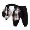 Fdqin Boys Hood Flannel Plaid Top Pants Set Long Sleeve Button Down Plaid Fleece Shacket and Sweatpants Outfits Set Black 11-12Year view 1