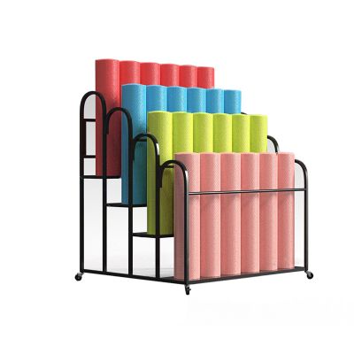 A1DFDFGOQSFG Metal Storage Rack for Yoga Mat/Wheels, Foam Roller Workout Equipment Home Gym Storage Rack (One Color 4 Layers)