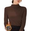 Freaswind Dralon Turtleneck Solid Color Tops for Women Autumn Winter Thickened Thermal Underwear Inner Warm Long-Sleeved Shirt Coffee view 1