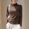 Freaswind Dralon Turtleneck Solid Color Tops for Women Autumn Winter Thickened Thermal Underwear Inner Warm Long-Sleeved Shirt Coffee view 3