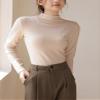 Freaswind Dralon Turtleneck Solid Color Tops for Women Autumn Winter Thickened Thermal Underwear Inner Warm Long-Sleeved Shirt Khaki view 4