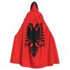 WHJSHOP Halloween Adult Hooded Cape for Parties and Costumes - Easy Care Albanian flag Prints view 1