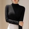 Freaswind Dralon Turtleneck Solid Color Tops for Women Autumn Winter Thickened Thermal Underwear Inner Warm Long-Sleeved Shirt Black view 2