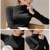 Freaswind Dralon Turtleneck Solid Color Tops for Women Autumn Winter Thickened Thermal Underwear Inner Warm Long-Sleeved Shirt Black view 4