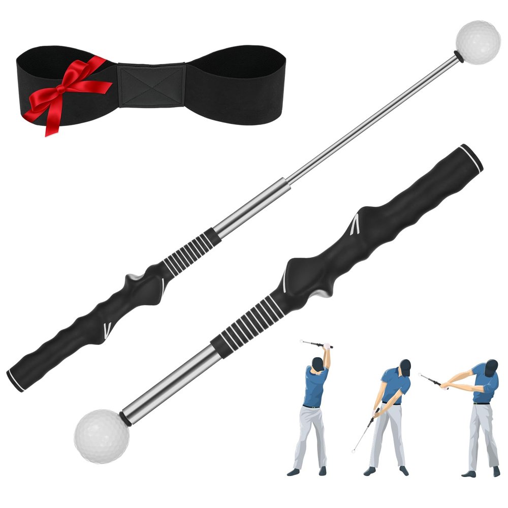 FODESAN Retractable Left-Handed Golf Swing Training Aid: Portable Grip Trainer with Click Feedback Sound  Ideal for Left-Handed Players, Indoor & Outdoor Use, Perfect for Beginners & Enthusiasts