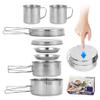 Camping Cooking Set 8PCS Stainless Steel Camping Cookware Portable Cooking Pot and Pan Set with Plates Cups for 5-6 Persons Outdoor Hiking Picnic view 1