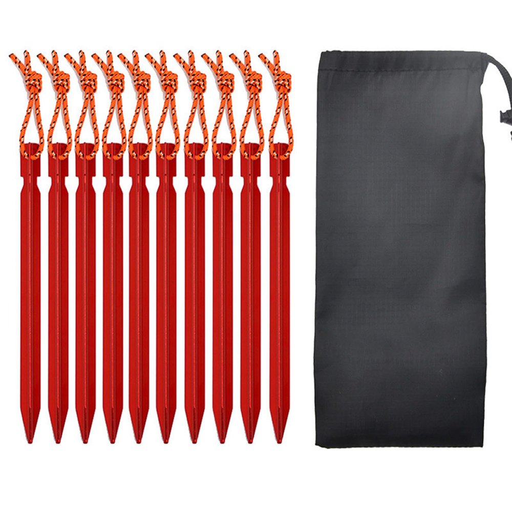 10Pcs Outdoor Stake Camping Anchors Peg Aluminiums Alloys Tent Stake Heavy Duty Beach Tent Peg Canopys Stake