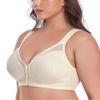DotVol Women's Full Figure Front Closure Wirefree Jacquard Back Support Posture Bra(Nude,46DDD) view 4