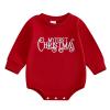 FIOMVA My First Christmas Baby Boy Outfit Newborn Bubble Romper Sweatshirt Infant Girl Knit Sweater Fall Winter Clothes (J My First Christmas Red,12-18 Months) view 1