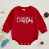 FIOMVA My First Christmas Baby Boy Outfit Newborn Bubble Romper Sweatshirt Infant Girl Knit Sweater Fall Winter Clothes (J My First Christmas Red,12-18 Months) view 2