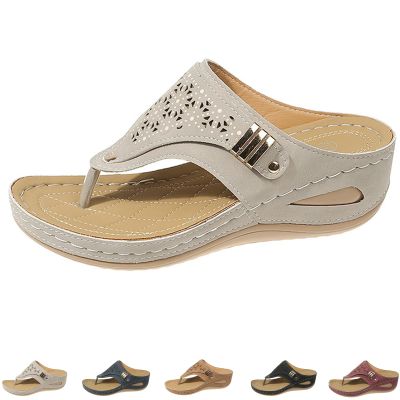 Liggici Avylays Orthopedic Flip-Flops, Breathable Mesh Hollow Sports Sandals, Wedge Sandals for Women (Grey, US:8/EU:40)
