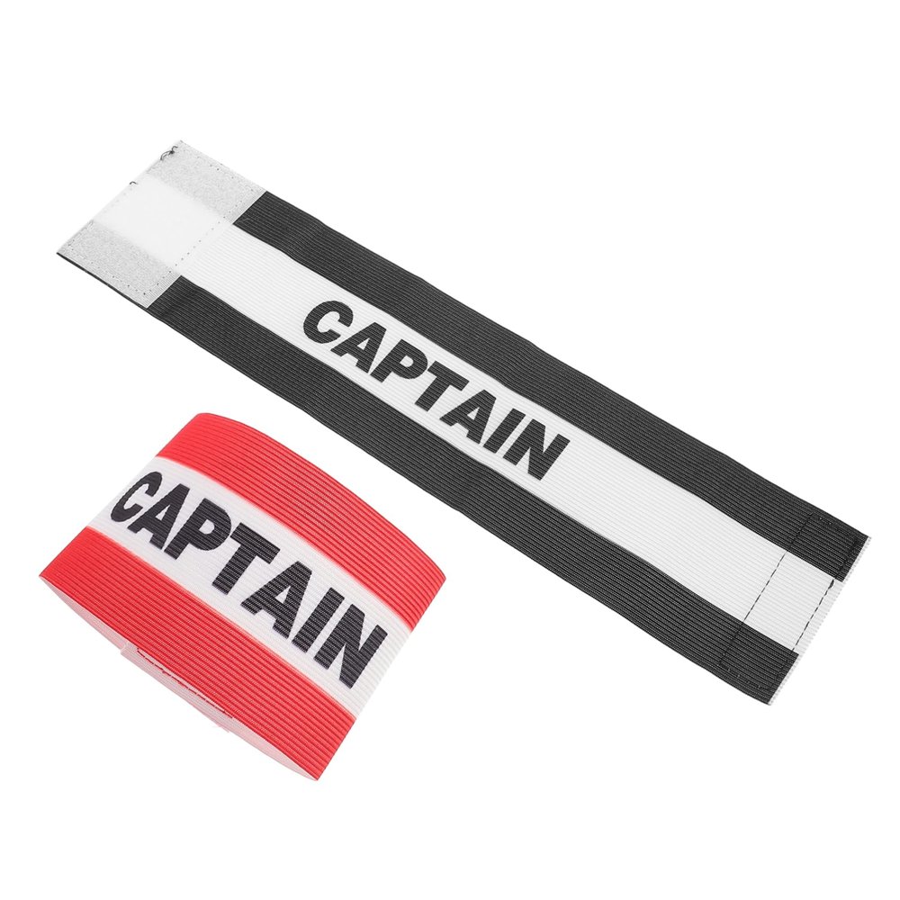 balacoo 2pcs Soccer Captain Arm Bands Adjustable Black Elastic Arm Sleeves for Football Basketball Sports Bright Design Captain Armband for Match