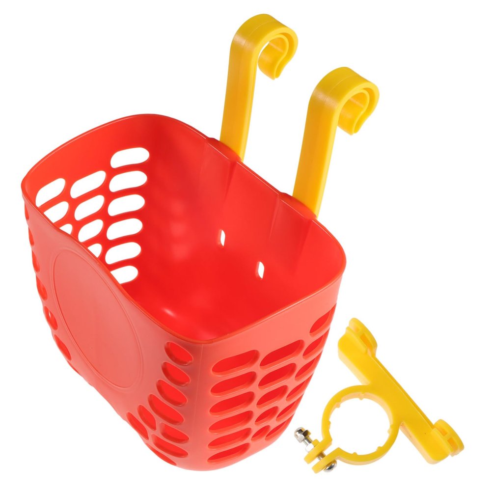 BRIGHTFUFU Cute Boy Girl s Bike Front Basket Durable Plastic Storage for Toys Snacks Stylish Orange Color Biking Adventures Easy to Install