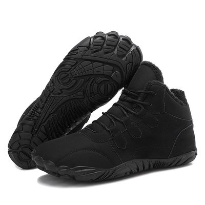 Bestgift Outdoor Shoes Winter Snow Boots Men Waterproof Cotton Shoes Women Padded Thickened Black 9.5