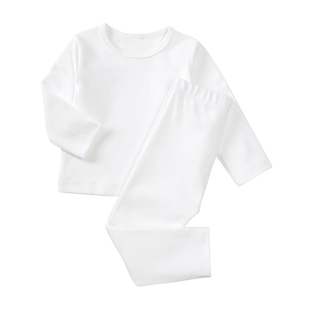 MYGBCPJS Boys Girls Cotton Pajamas Set Kid 2Pcs Long Sleeve Crew Neck PJS T-shirt + Elastic Waist Pants Sleepwear Suit