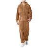 Pajama Adult For Men Relaxed Jumpsuits Pajamas Hooded Homewear Loose Fit Soft Plush Robes Plus Size Zipper Rompers view 1