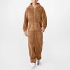 Pajama Adult For Men Relaxed Jumpsuits Pajamas Hooded Homewear Loose Fit Soft Plush Robes Plus Size Zipper Rompers view 2